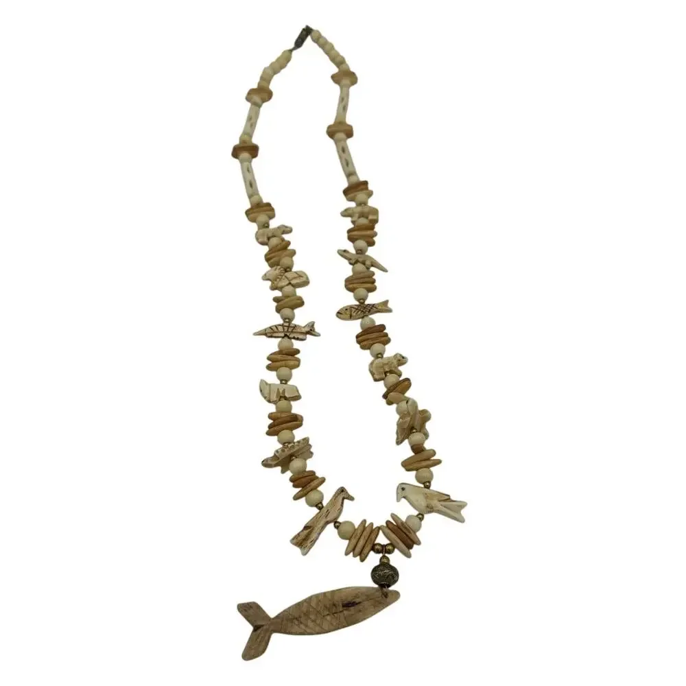 Vintage Navajo Carved Bone Necklace 13